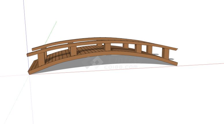 桥身和扶手皆为实木的原木色木桥su模型-图二