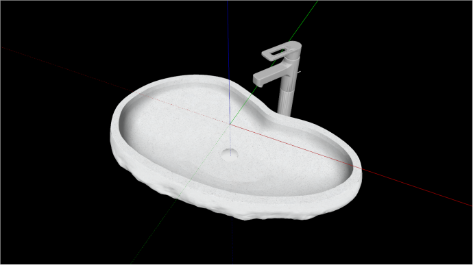 室内洗手盆组合凹凸面池su模型_图1