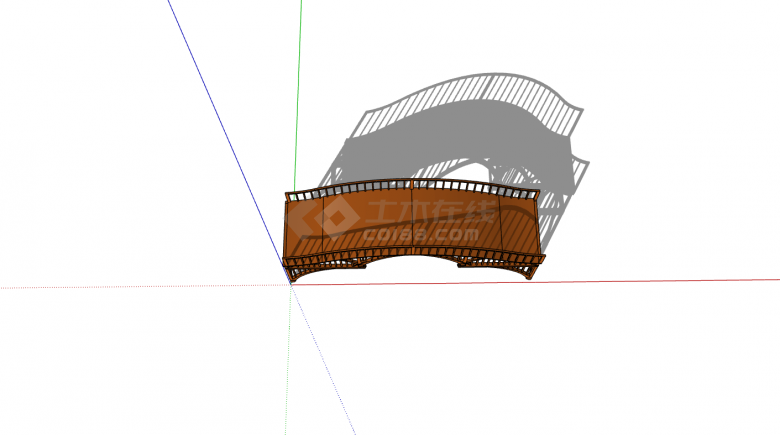 中式木制围栏小木桥su模型-图二