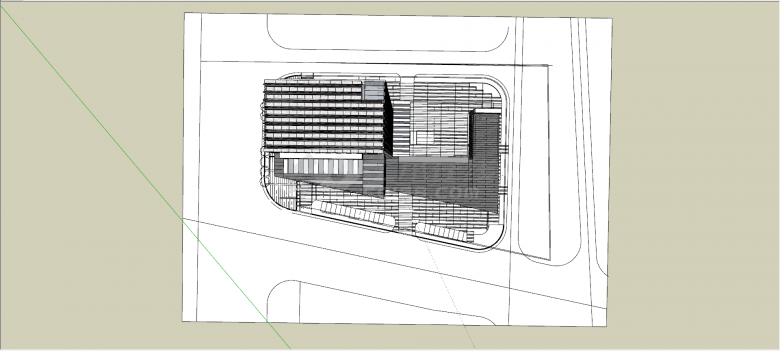 黑色系异形办公高层建筑设计su模型-图二