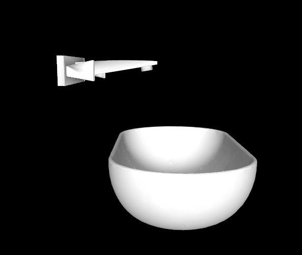 白色陶瓷简洁简约室内洗手盆组合su模型_图1
