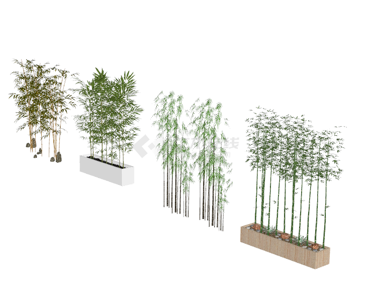 新中式景观自然禅意庭院竹子盆栽su模型-图二