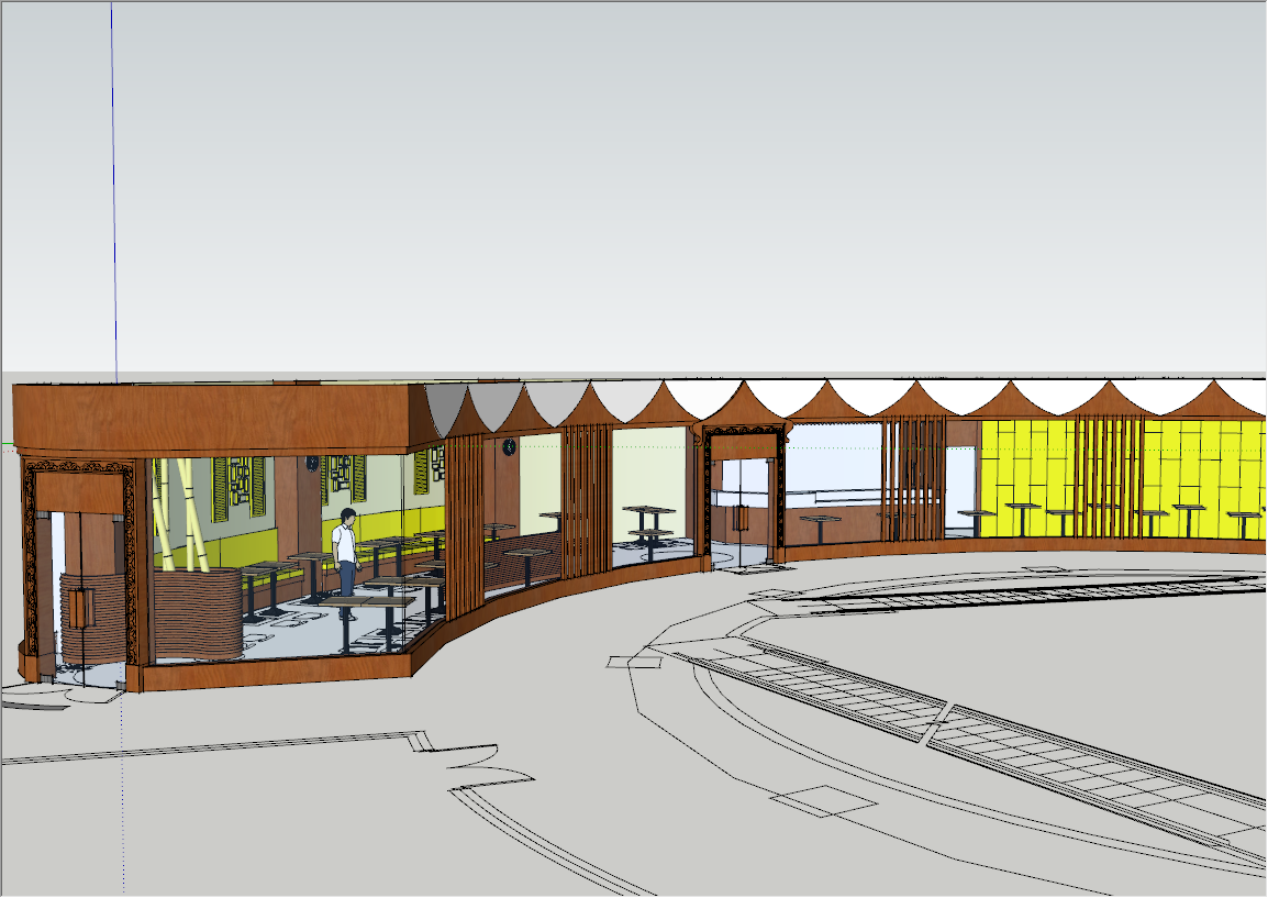 现代椭圆形快餐厅设计建筑su模型
