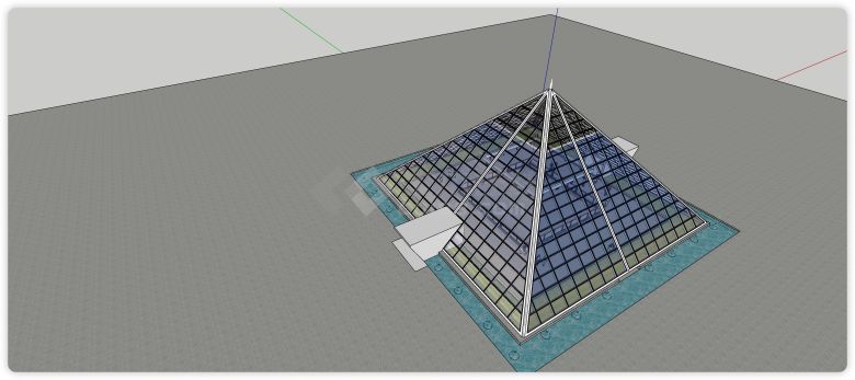 玻璃金字塔展览馆设计su模型-图二
