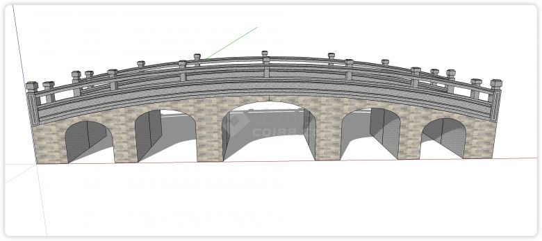黄色大理石多孔中式桥su模型-图二