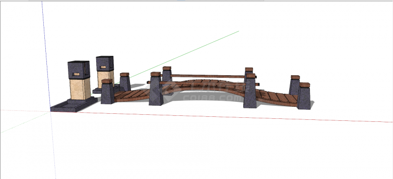 梁氏混合材质中式桥su模型-图一