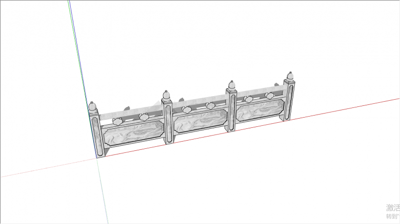 公园拱桥中式围栏su模型-图二