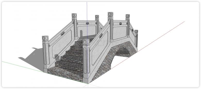 梯形石拱桥中式桥su模型-图一