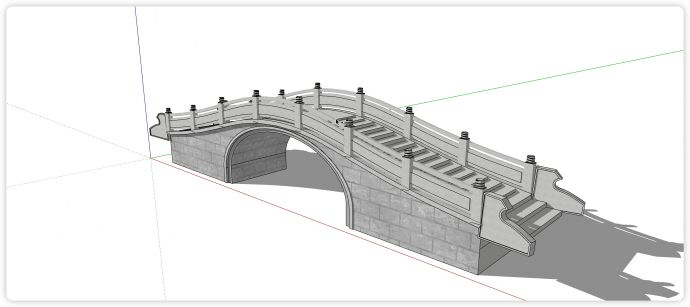 灰色砖圆孔拱桥中式桥su模型_图1