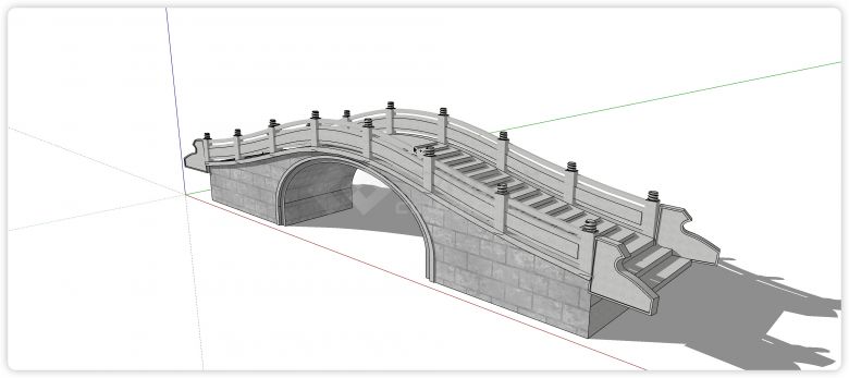 灰色砖圆孔拱桥中式桥su模型-图一