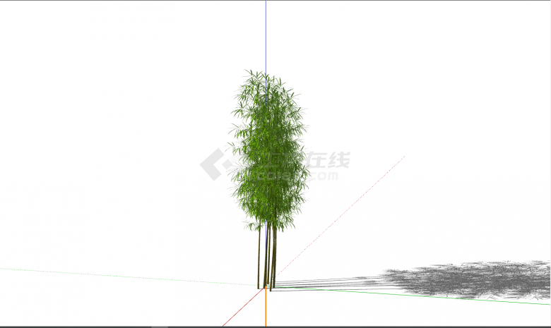 小型绿色简约竹子盆栽su模型-图二