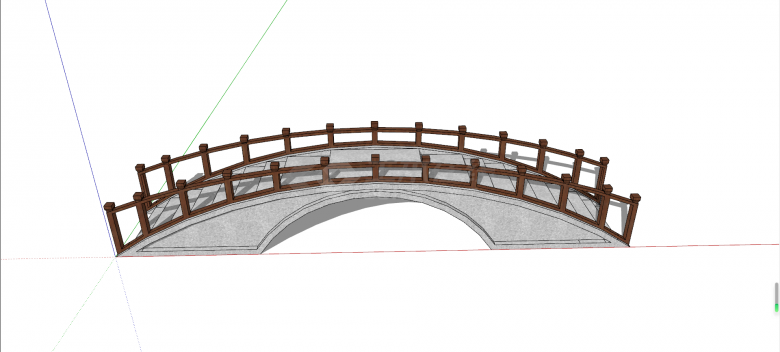 木质栏杆石质阶梯中式桥su模型-图二