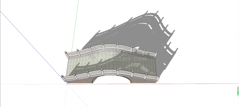 拱式大理石材质中式桥su模型-图二