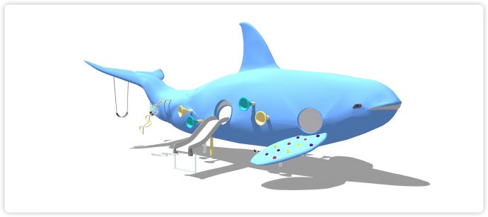 蓝色鲸鱼秋千攀爬儿童活动场地su模型_图1