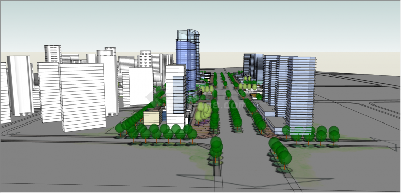 城市概念设计商业街su模型-图二