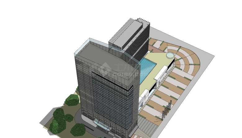 投标的城市综合体建筑su模型-图二