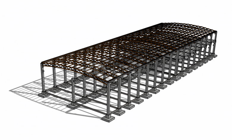 温室大棚钢结构框架su模型-图一