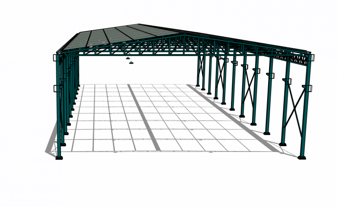 铁艺温室大棚钢结构框架 su模型_图1