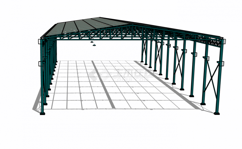 铁艺温室大棚钢结构框架 su模型-图一