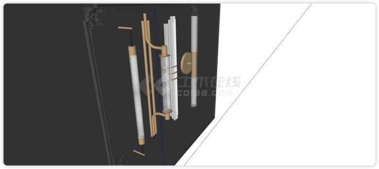 吸管造型现代壁灯组合SU模型-图二