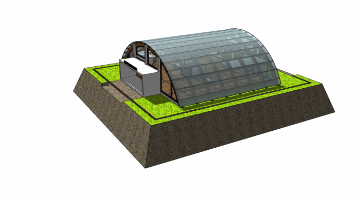 带有钢结构的温室大棚su模型_图1