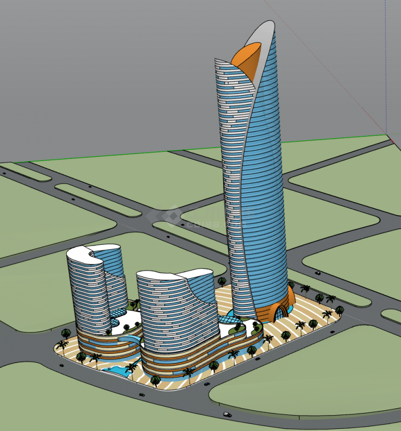 超高建筑现代大型商业综合体su模型-图二
