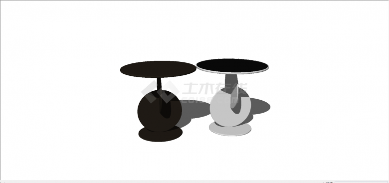 现代圆底支座两圆盘拼接式中轴样式咖啡桌su模型-图二