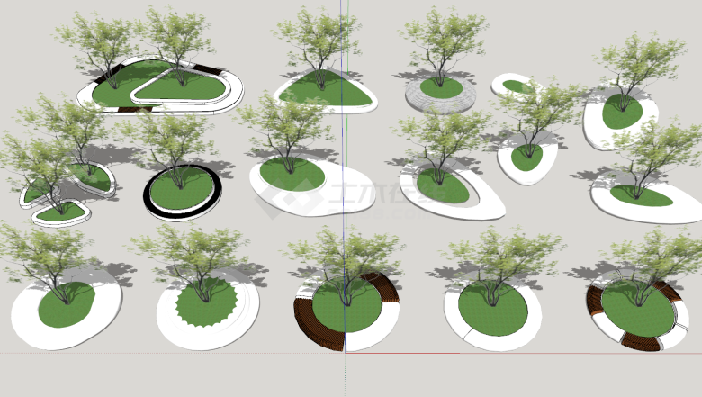 景观树池su模型组合-图一