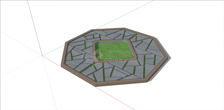 新中式六边形树池su模型-图一