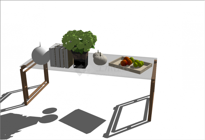 现代高档简易餐桌书桌su模型-图二