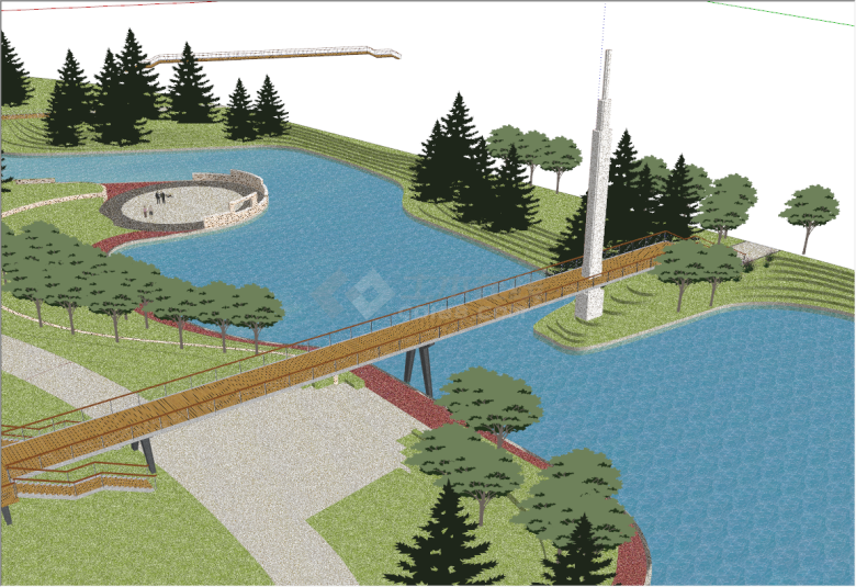 现代超大型公园景观设计su模型-图二
