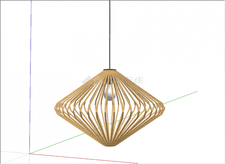 现代草帽形状简约工艺竹编吊灯su模型-图一