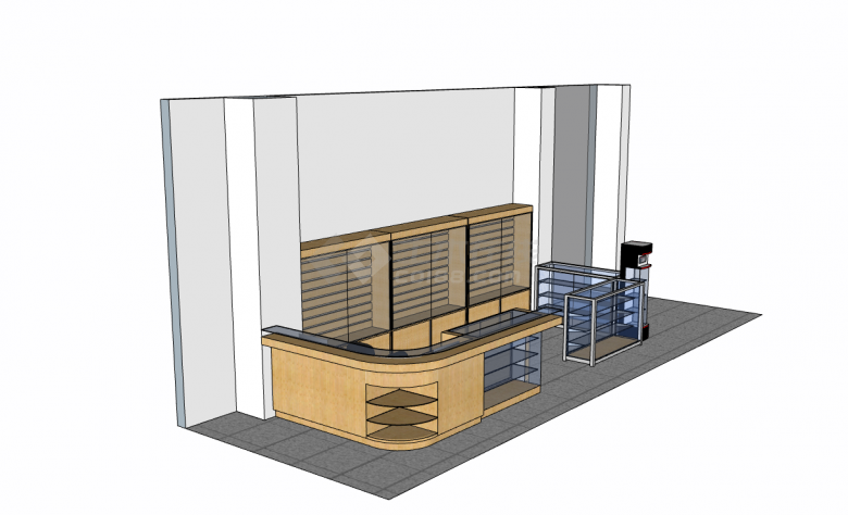 带有储物柜的公司前台su模型-图二