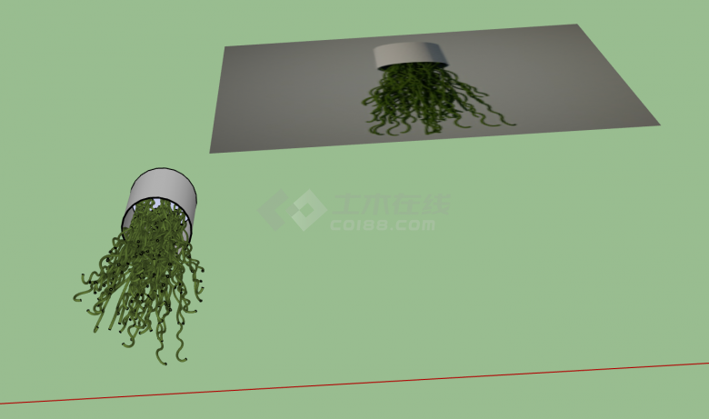 两盘室内小草植物su模型-图二
