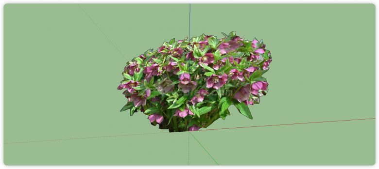 粉色小朵花丛室内植物su模型-图二