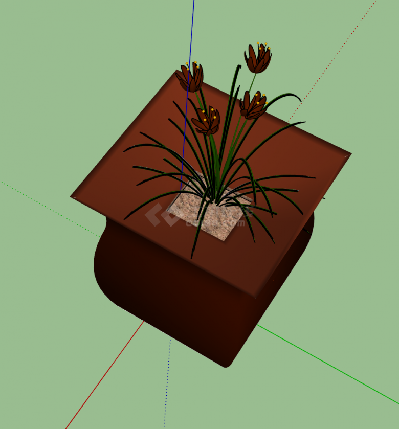 小盆栽景观植物su模型-图二