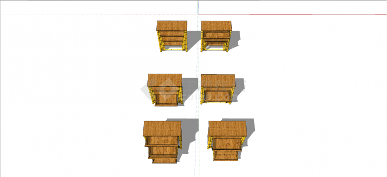 三层竹制储物柜家具su模型-图二