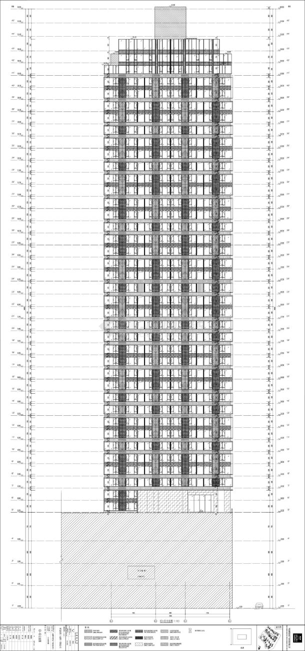 某大厦高层住宅楼建筑立剖面图纸-图二