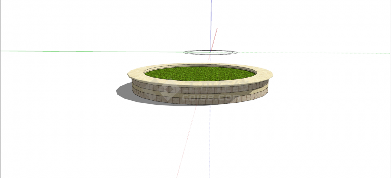 圆形人造石材质花池坐凳su模型-图二
