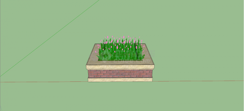 正方形花岗岩花池坐凳su模型-图二
