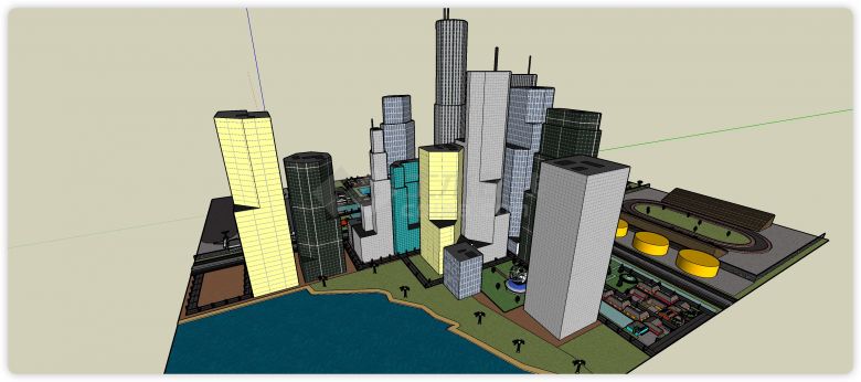 机场运动场城市规划商业综合体建筑SU模型-图一
