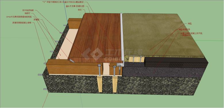 防潮木板与地毯组合su模型-图一