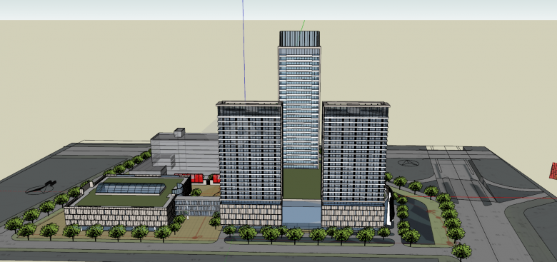 现代高大豪华的商业综合楼su模型-图二