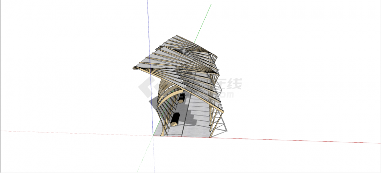 玻璃切片状异形廊架构筑物su模型-图二