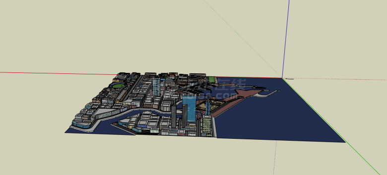 沿海带码头大型城市SU模型-图二