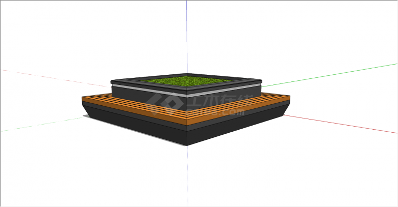 中式正方形花池坐凳su模型-图二