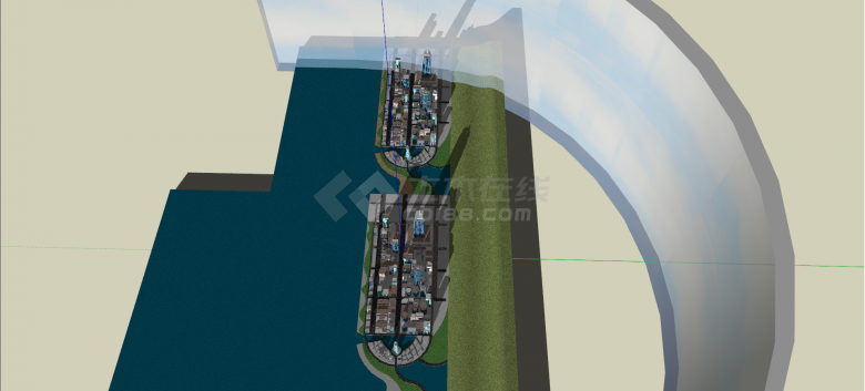 开发型沿海城市设计SU模型 -图一