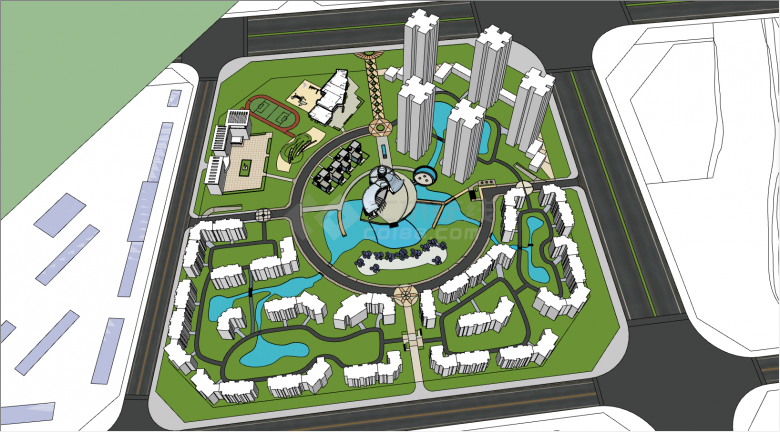 小高层和高层建筑小区规划设计su模型-图二