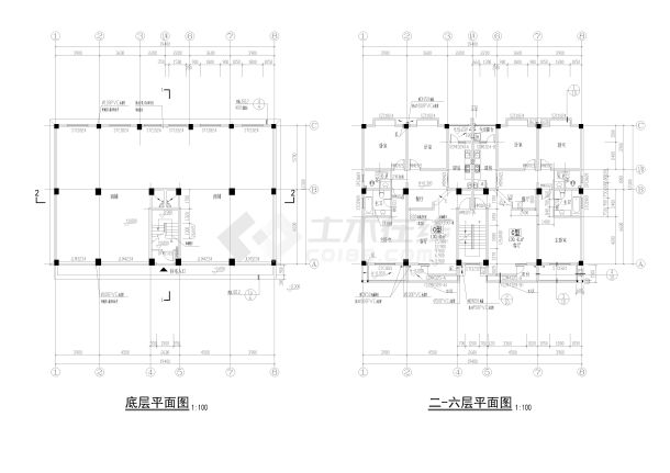 丹巴县某六层框架商住宅施工图-图一