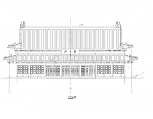 中式古建大雄宝殿建筑及结构图纸-图二